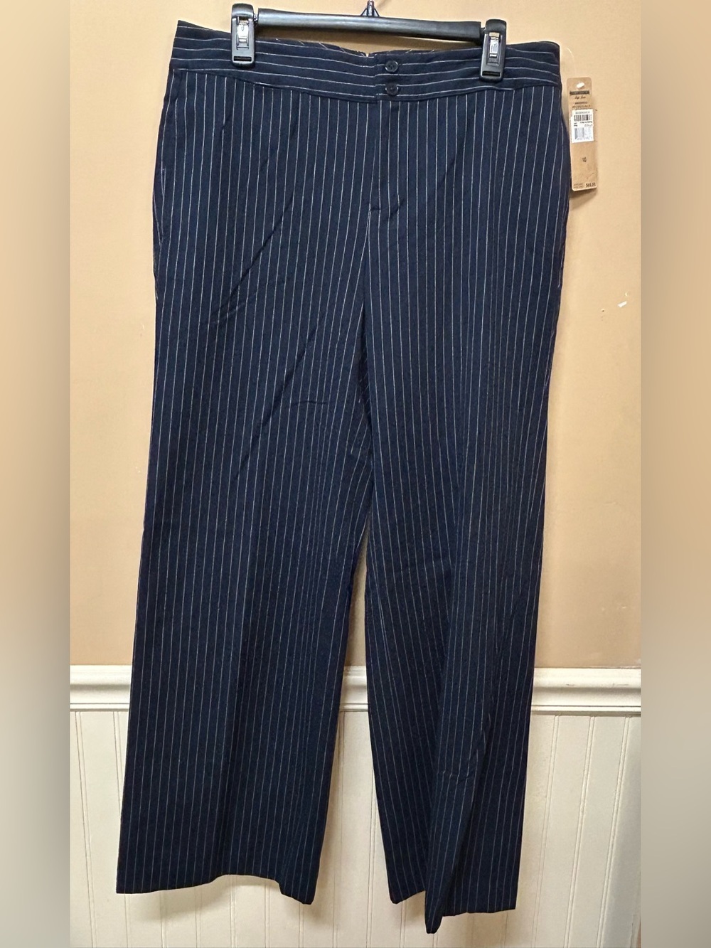 Ralph Lauren Jeans Company NEW NWT Wide Leg Navy Blue Striped Pants 10 Nautical